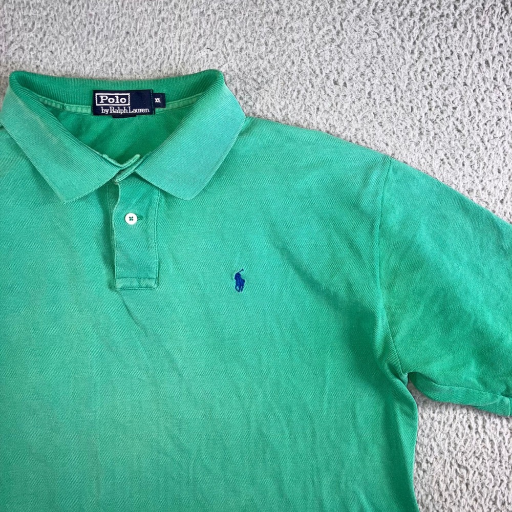 Ralph Lauren Polo Shirt Men XL Short Sleeve Pique Cotton Pony Logo Sunwash Faded